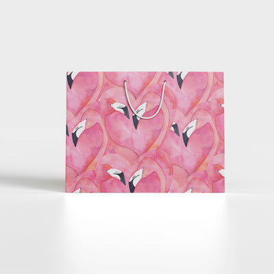 Pink Watercolour Background With Flamingo Paper Bag