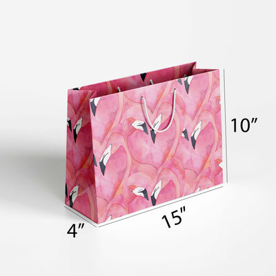 Pink Watercolour Background With Flamingo Paper Bag