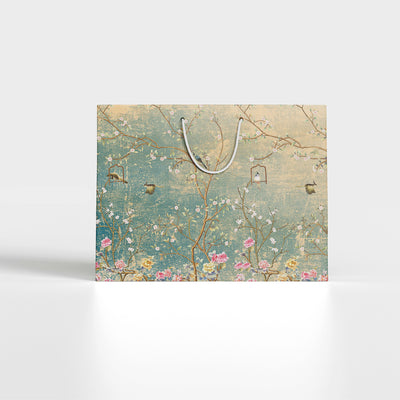 Botanical Chinoiserie Flowers, Birds and Branches Paper Bag