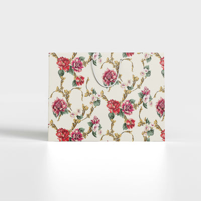 Floral Pattern on a Cream Background Paper Bag