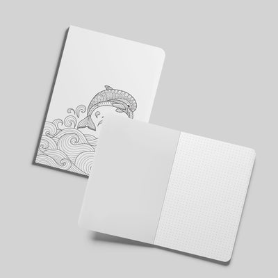 Dolphin Outline Illustration Dot Notebook