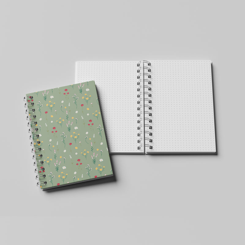 Floral Green Dot Notebook