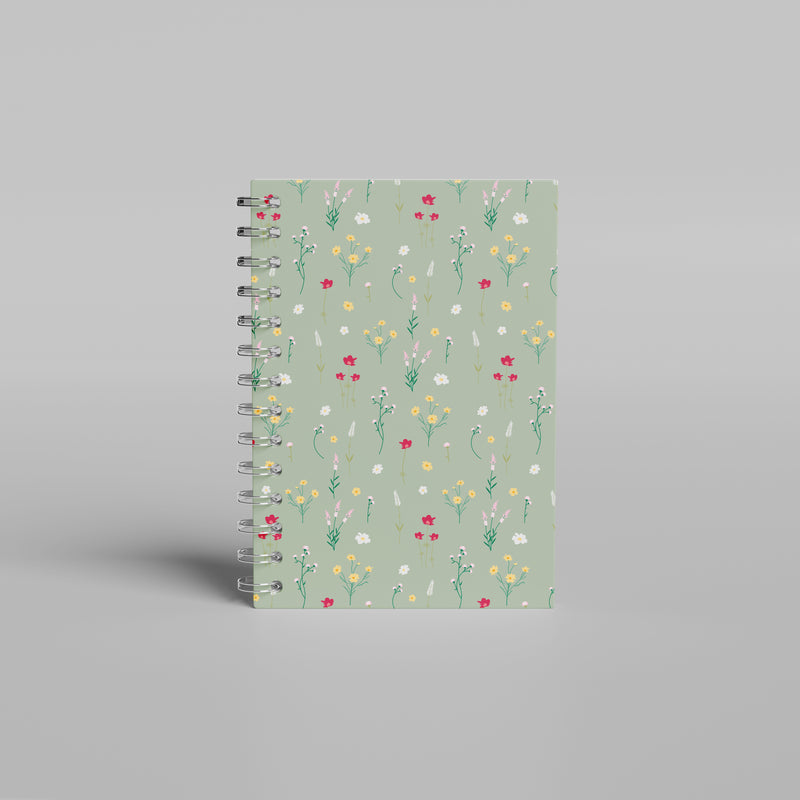 Floral Green Dot Notebook