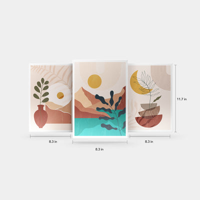 Artful Trio: Elevate Your Spaces with a Set of 3 Boho Botanical Art Canvas Print. Transform your surroundings with this captivating and nature-inspired artwork collection