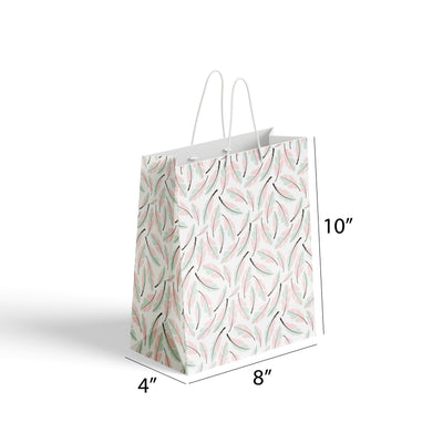 Bohemian Hand Drawn Feathers Paper Bag