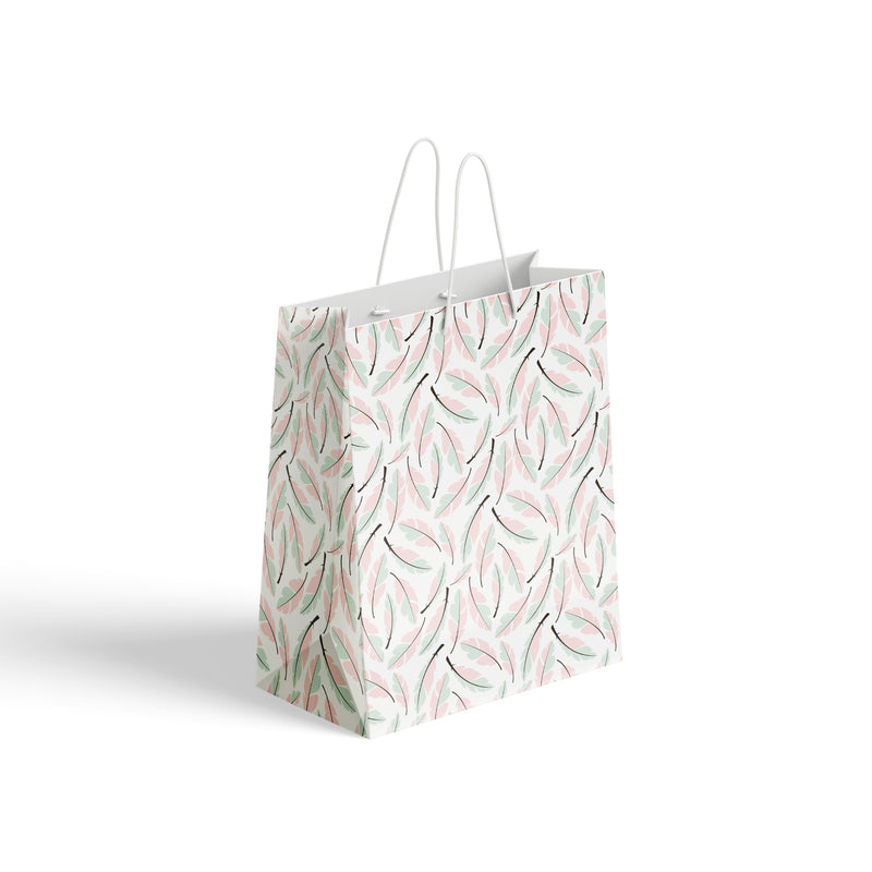 Bohemian Hand Drawn Feathers Paper Bag