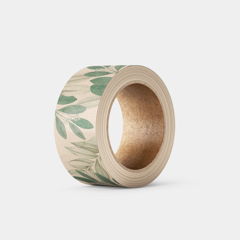 Earthy Elegance: Brown Base Washi Tape adorned with Delicate Green Leaves for a Natural and Artistic Touch!