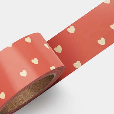 Dual Delights: Set of 2 Washi Tapes - Radiant Red Organza Base featuring Star and Heart Elements for Expressive Crafting!