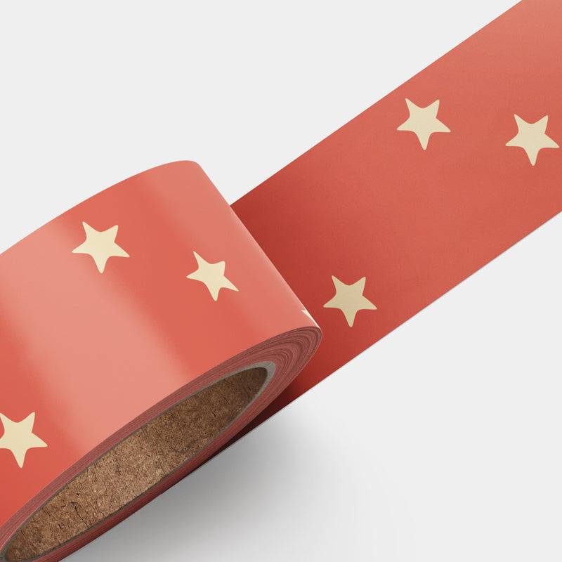 Dual Delights: Set of 2 Washi Tapes - Radiant Red Organza Base featuring Star and Heart Elements for Expressive Crafting!