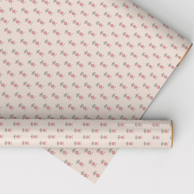 Set of 3 Wrapping Sheets with Charming Pastel Floral Designs