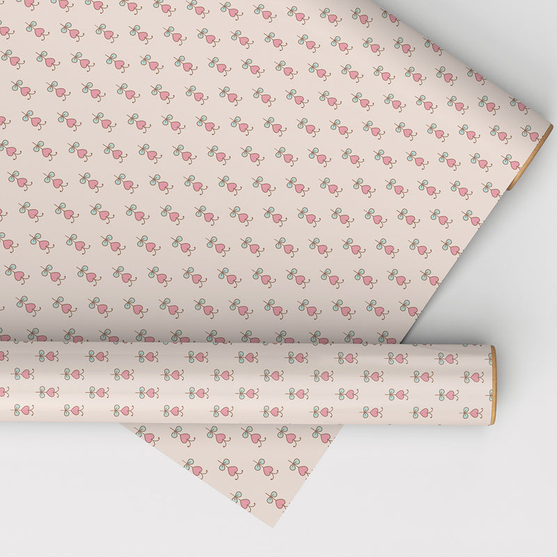 Set of 3 Wrapping Sheets with Charming Pastel Floral Designs