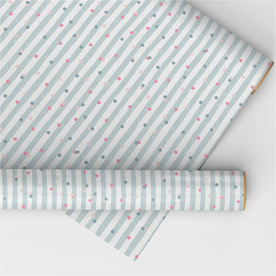 Pastel Multicolour Dots Dance Across a Serene Grey-Blue Wrapping Sheet