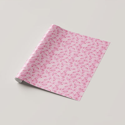 Self-Coloured Leaf Pattern on a Blushing Pink Wrapping Sheet