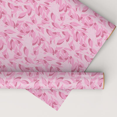 Self-Coloured Leaf Pattern on a Blushing Pink Wrapping Sheet