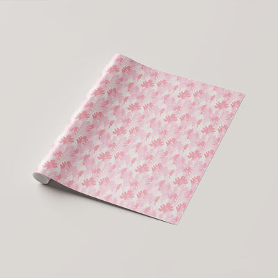 Pink Leaf Patterns on a Crisp White Wrapping Sheet