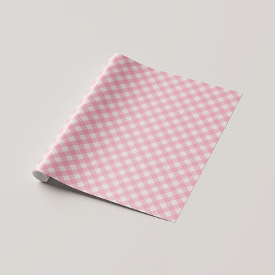 Pink Cross Checked Pattern on Creamy Beige Wrapping Sheet