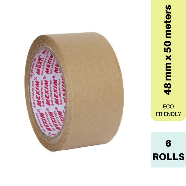 Brown Water Activated Tape 48 mm x 50 Meters | Set of 6