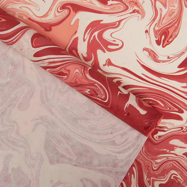 Recycled Cotton Gift Wrapping Paper | Marbled Pink | Set of 6