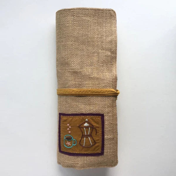 Hand Embroidered Jute Stationary Roll-On