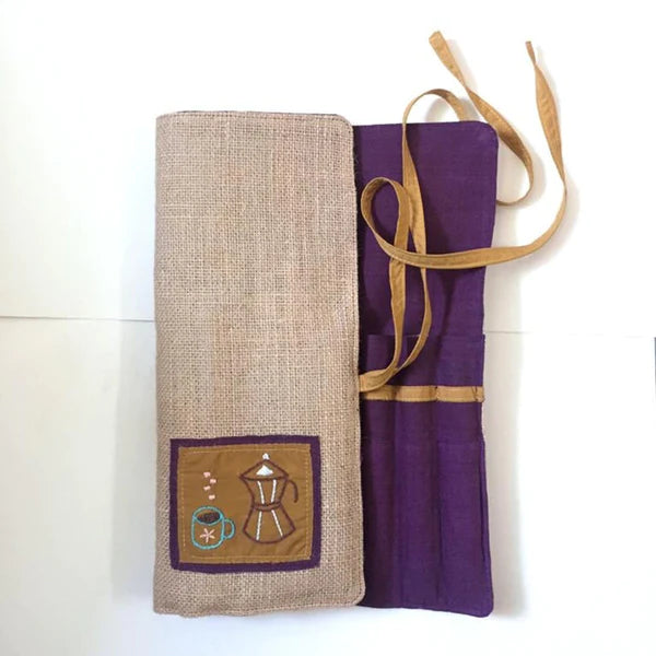 Hand Embroidered Jute Stationary Roll-On